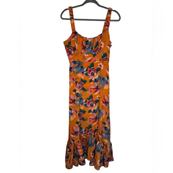 🌸Likely Kimbell Tiered Floral Midi Dress Orange Multicolor Size 6🌸 - Picture 3 of 5